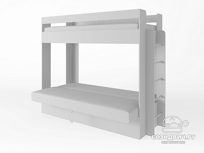 Кровать двухъярусная с диваном "Лаворо" (Сосна винтерберг/Маренго/Рогожка Savana Grey (AT)) D