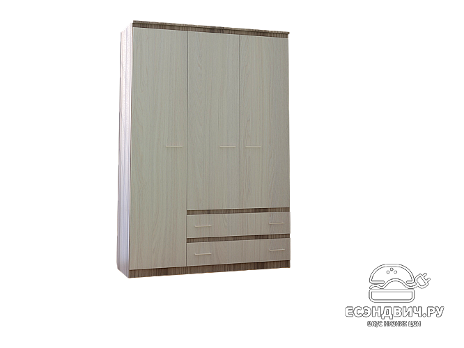 Шкаф 3-дверн. 1,5 "Оливия" (Анкор темный/Анкор белый) D/Vn