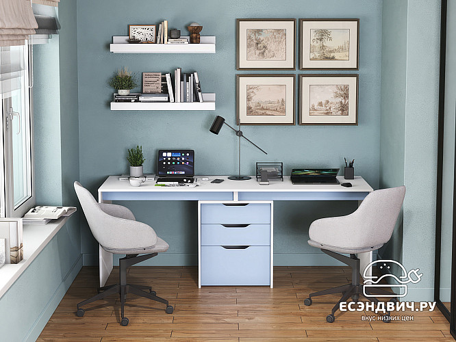 Стол письменный 2,0 grand "Лаворо" (Белый/Серенити) D