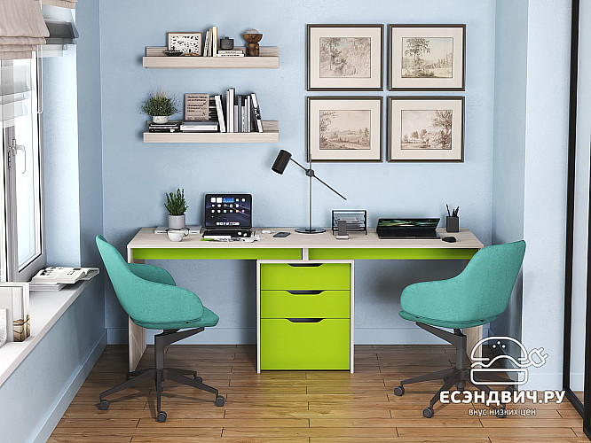 Стол письменный 2,0 grand "Лаворо" (Сосна астрид/Лайм) D