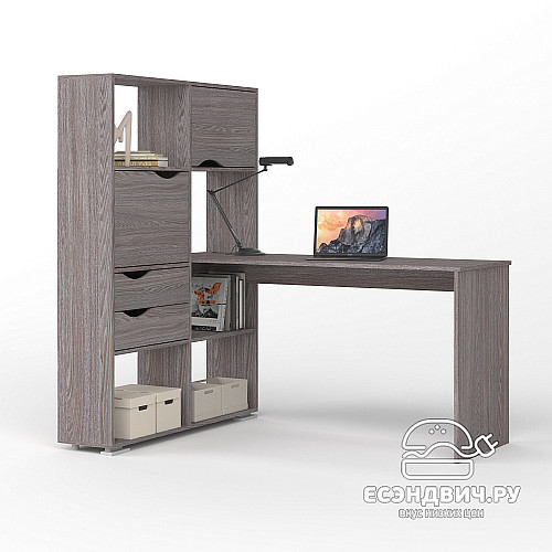 Стол письменный угловой лев. L "Лаворо" (Анкор темный / Анкор темный) D