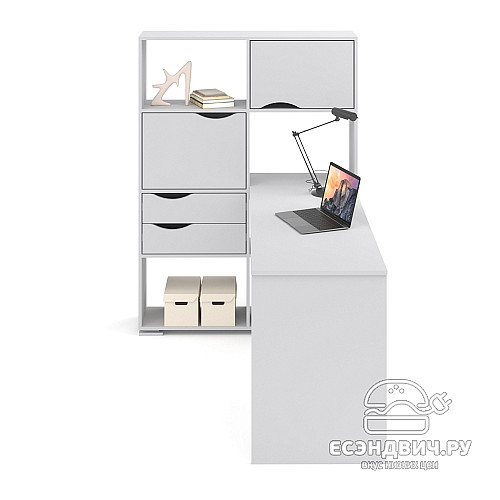 Стол письменный угловой лев. L "Лаворо" (Анкор темный / Анкор темный) D