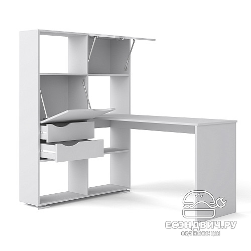 Стол письменный угловой лев. L "Лаворо" (Венге / Дуб вотан) D