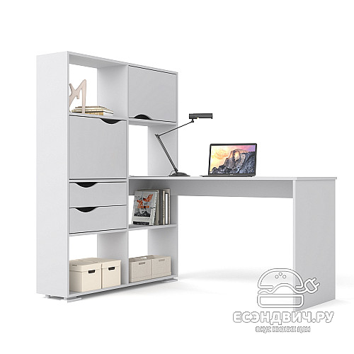 Стол письменный угловой лев. L "Лаворо" (Венге / Дуб выбеленный) D