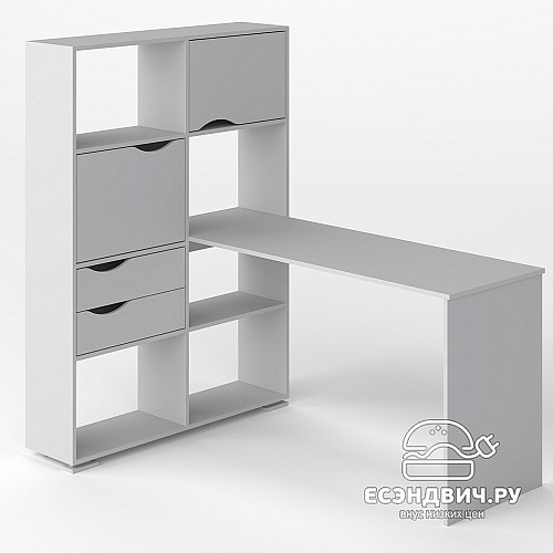 Стол письменный угловой лев. L "Лаворо" (Венге / Дуб выбеленный) D