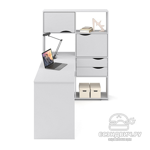 Стол письменный угловой прав. L "Лаворо" (Анкор белый / Бетон пайн экзотик) D