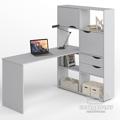 Стол письменный угловой прав. L "Лаворо" (Анкор темный / Анкор темный) D