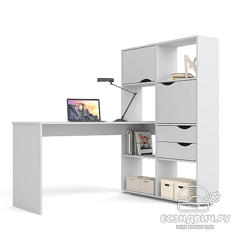 Стол письменный угловой прав. L "Лаворо" (Анкор темный / Анкор темный) D