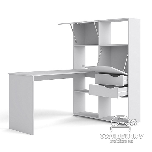 Стол письменный угловой прав. L "Лаворо" (Венге / Дуб выбеленный) D