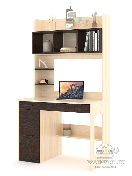 Стол письменный 1,0х1,8 лев.art "Лаворо" (Дуб выбеленный/Венге) /1710