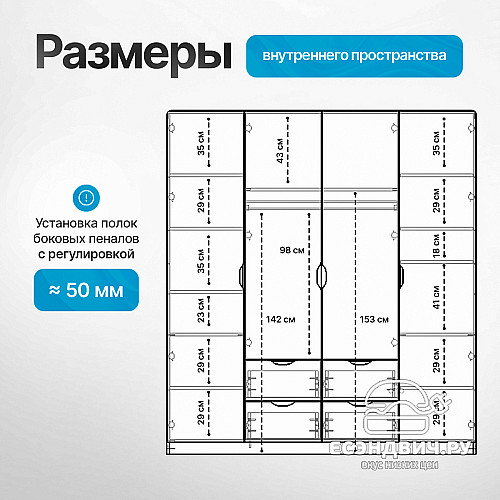 Шкаф 3 180х200 grand "Лаворо" (Белый / Лимонный) /1717