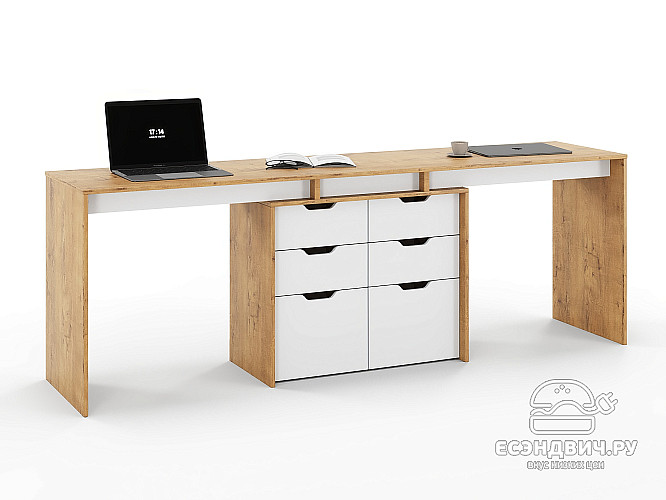 Стол письменный 2,2 grand tre "Лаворо" (Дуб бунратти / Белый) D