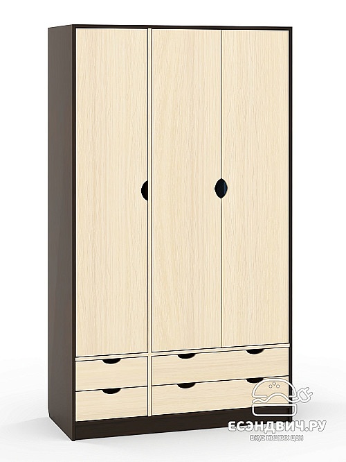 Шкаф 7 120х210 grand "Лаворо" (Венге / Дуб выбеленный) /1736