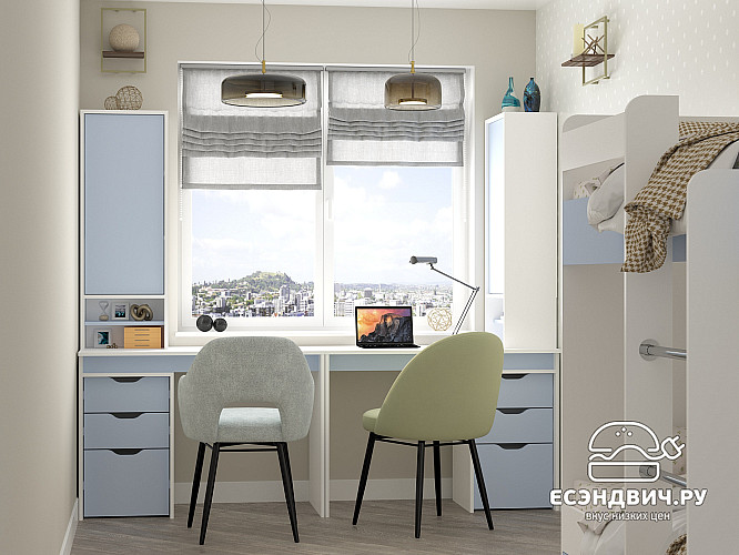 Шкаф 8 настольн./навесн.40х110 grand "Лаворо" (Белый / Серенити) /1738