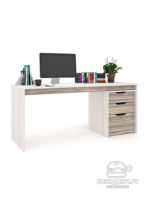 Стол письменный 1,8 S grand "Лаворо" (Анкор белый / Бетон пайн экзотик) /1919