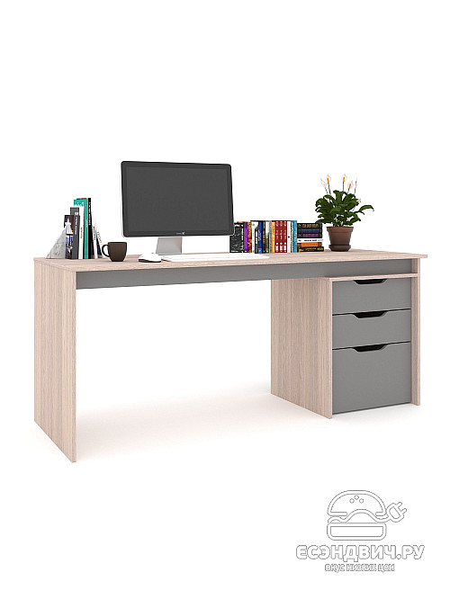 Стол письменный 1,8 S grand "Лаворо" (Анкор светлый / Вулканический серый) /1919