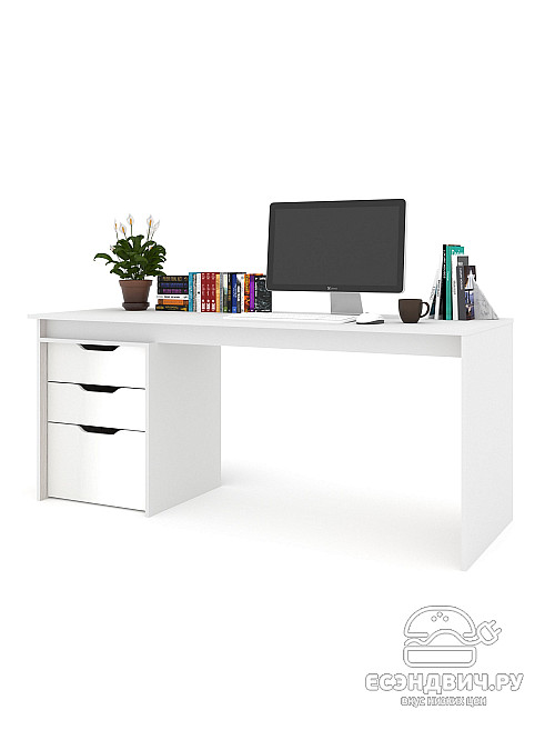 Стол письменный 1,8 S grand "Лаворо" (Белый / Белый глянец) /1919