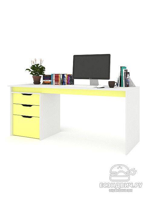 Стол письменный 1,8 S grand "Лаворо" (Белый / Лимонный) /1919
