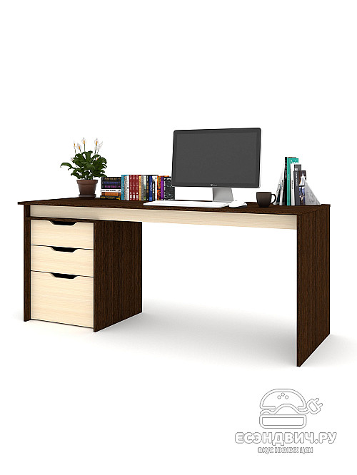 Стол письменный 1,8 S grand "Лаворо" (Венге / Дуб выбеленный) /1919