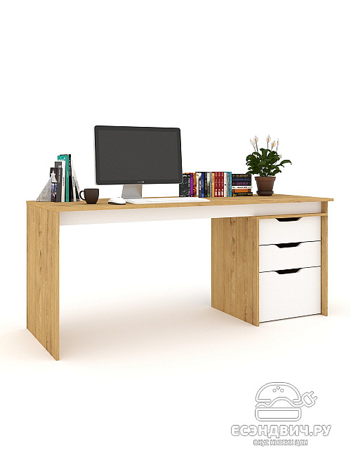 Стол письменный 1,8 S grand "Лаворо" (Дуб бунратти / Белый) /1919