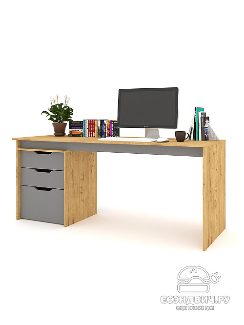 Стол письменный 1,8 S grand "Лаворо" (Дуб бунратти / Вулканический серый) /1919