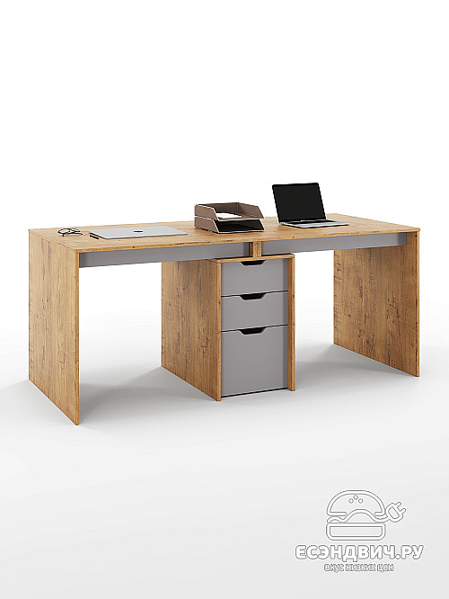 Стол письменный 180х80 grand "Лаворо" (Дуб бунратти / Вулканический серый) /1844