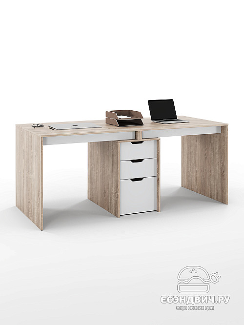 Стол письменный 180х80 grand "Лаворо" (Дуб сонома / Белый) /1844