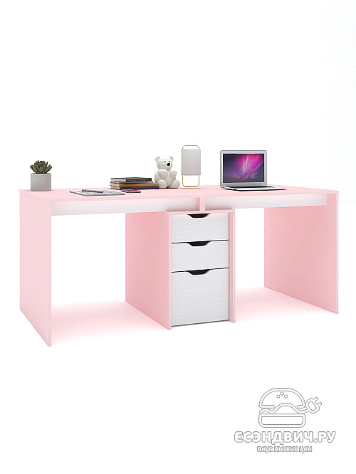 Стол письменный 180х80 grand "Лаворо" (Розовый кварц / Белый) /1844
