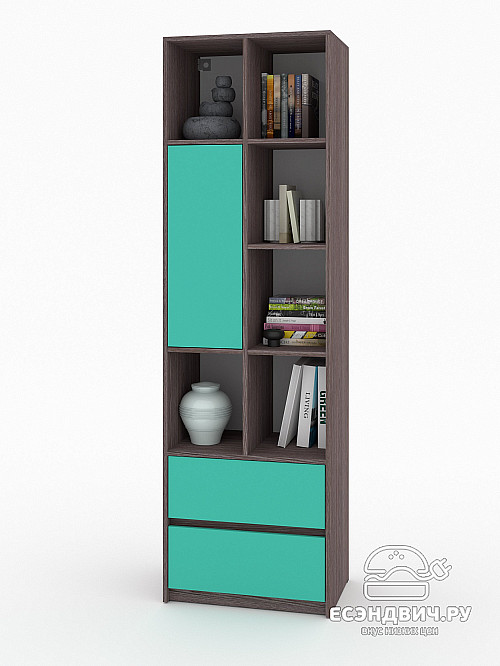 Шкаф 19 60х200 grand "Лаворо" (Анкор темный / Аква) /1918