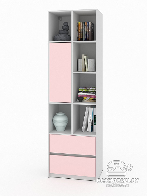 Шкаф 19 60х200 grand "Лаворо" (Белый / Розовый кварц) /1918