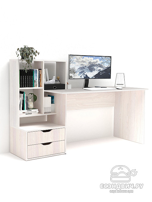 Стол письменный 5 170х60 левый grand "Лаворо" (Анкор белый / Анкор белый) /1885