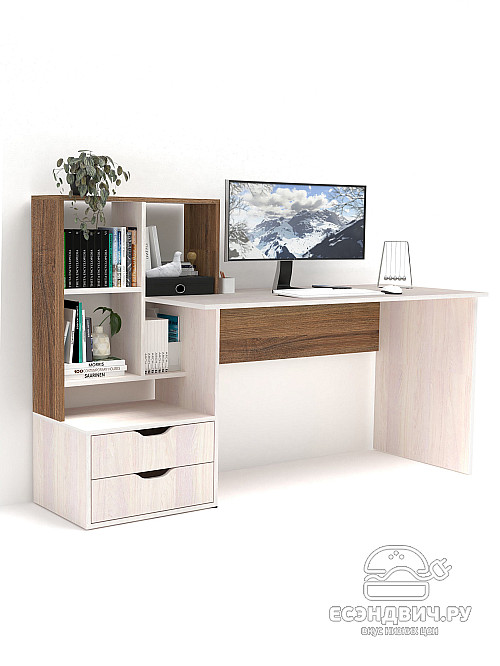 Стол письменный 5 170х60 левый grand "Лаворо" (Анкор белый / Дуб аризона) /1885