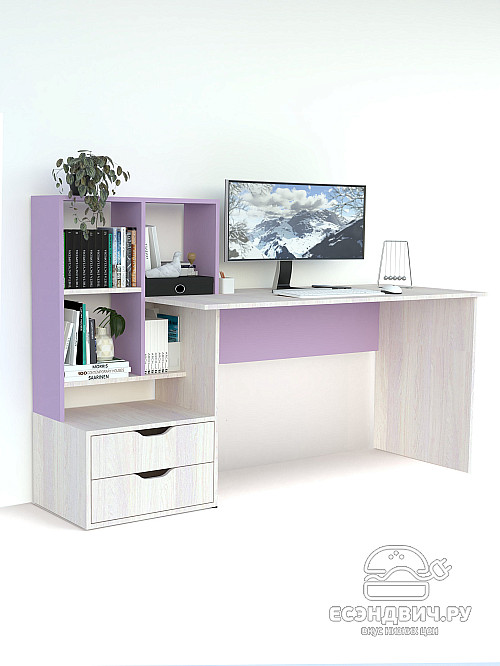 Стол письменный 5 170х60 левый grand "Лаворо" (Анкор белый / Ирис) /1885