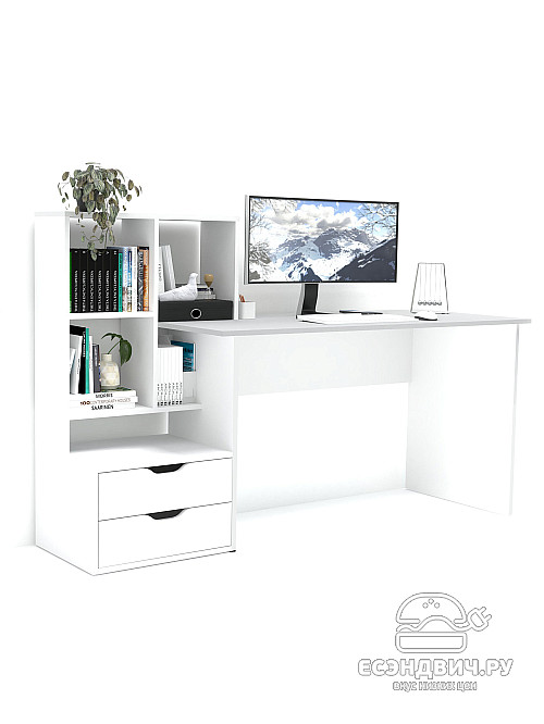 Стол письменный 5 170х60 левый grand "Лаворо" (Белый / Белый) /1885