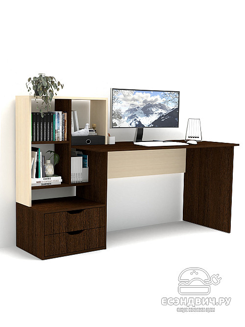 Стол письменный 5 170х60 левый grand "Лаворо" (Венге / Дуб выбеленный) /1885