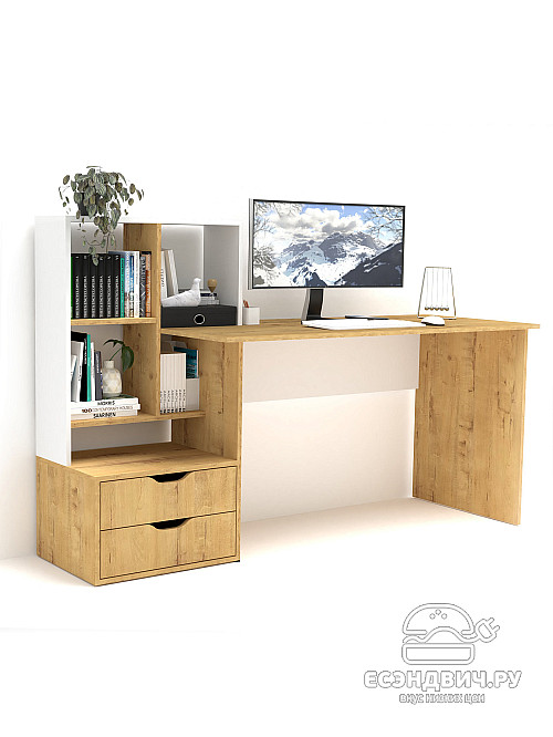 Стол письменный 5 170х60 левый grand "Лаворо" (Дуб бунратти / Белый) /1885