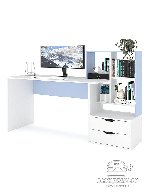 Стол письменный 5 170х60 правый grand "Лаворо" (Белый / Серенити) /1962