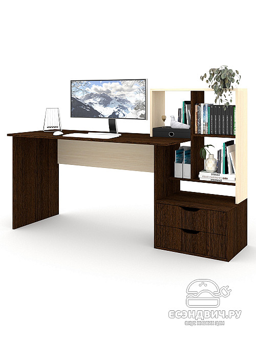 Стол письменный 5 170х60 правый grand "Лаворо" (Венге / Дуб выбеленный) /1962