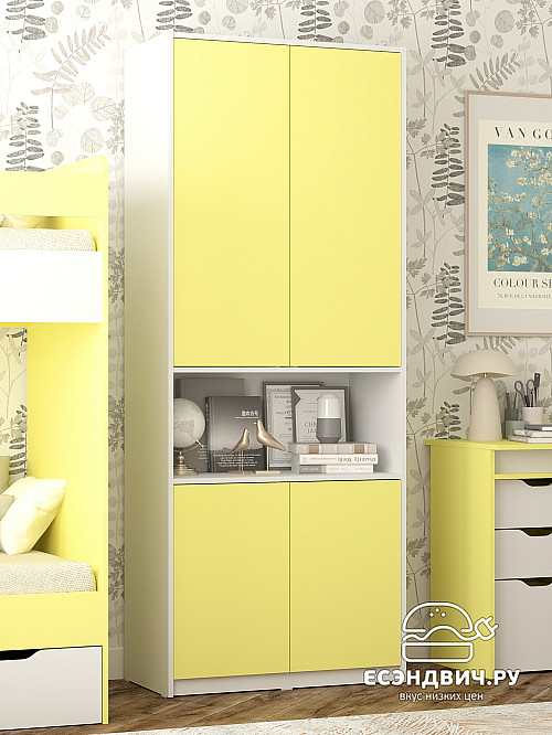 Шкаф 17 80х200 grand "Лаворо" (Белый / Лимонный) /1914