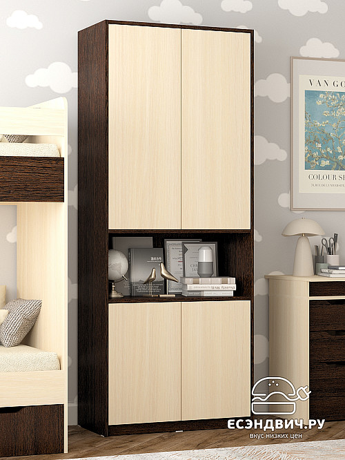 Шкаф 17 80х200 grand "Лаворо" (Венге / Дуб выбеленный) /1914