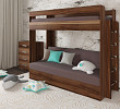 Кровать двухъярусная с диваном "Лаворо" (Слива валлис/Слива валлис/Велюр Vital Java (AT)) D