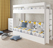 Кровать двухъярусная с диваном "Лаворо" (Белый/Принт Otto Yellow (AT)) D