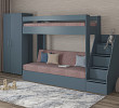 Кровать двухъярусная с диваном и лестницей-комодом "Лаворо" (Маренго/Рогожка Savana Plus Java(AT)) D_B3