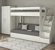 Кровать двухъярусная с диваном и лестницей-комодом "Лаворо" (Сосна винтерберг/Рогожка Savana Grey (AT)) D_B3