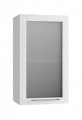 Шкаф 400 "Лакрима" (МДФ металлик) (Белый/Стекло) /DSV/Olv/ПС400 - 1