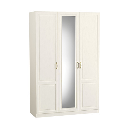Шкаф 3х дверн "Лондон"(МДФ)(Белое дерево/Ясень ваниль/Зеркало)/Mb/Lvp_08.45.01 - 1