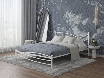 Кровать 1400 modern "Ларго"(Металл Белый глянец)-MS/Мд - 1