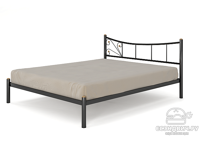 Кровать 1400 T modern "Ларго"(Металл Черная шагрень)-MS/Мд2